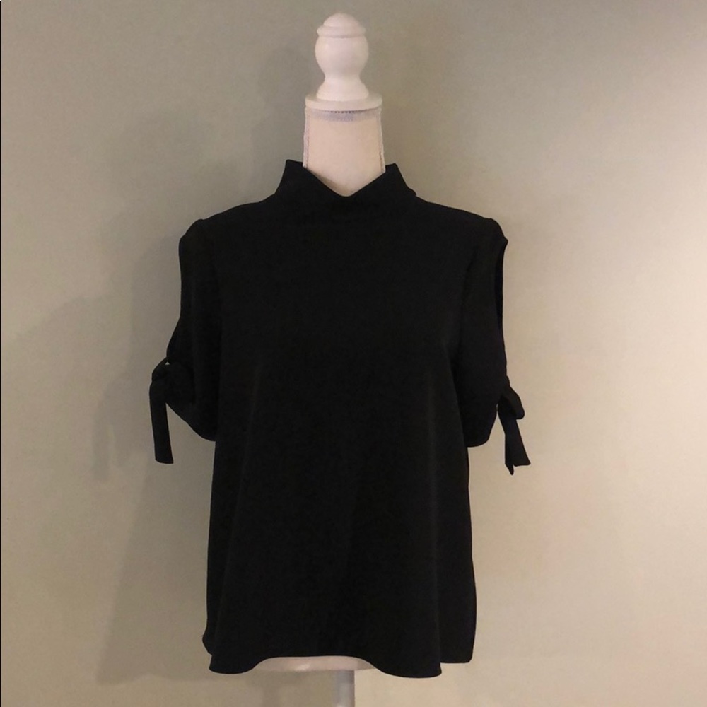 Milly Black Open Shoulder top with bows- Size 6